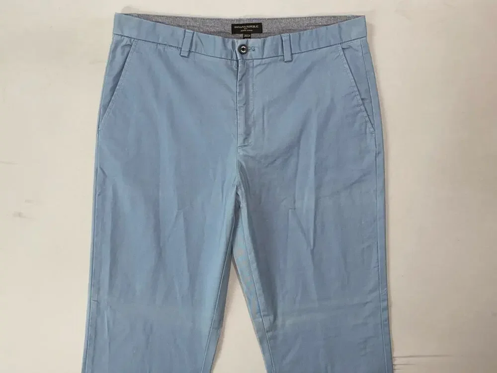 Banana Republic 'Aiden Chino' Flat Front Stretch Cotton Pants. Powder Blue 36X34